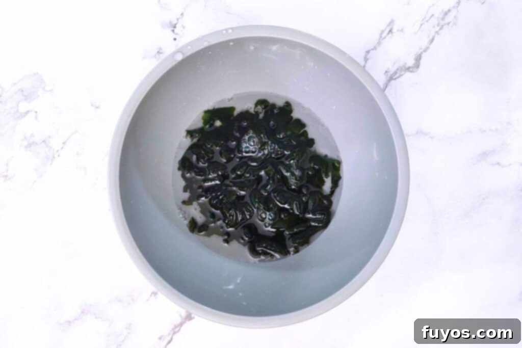 rehydrating dried seaweed in water before adding to smoothie