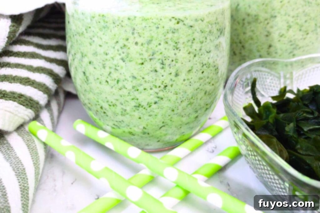 close up of a refreshing and healthy seaweed smoothie