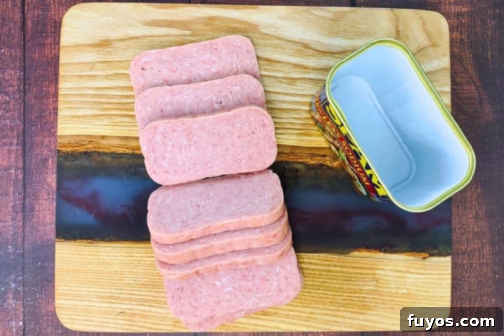 Air Fryer Spam Musubi Your Homegrown Hawaiian Treat 6 slice spam into eight even segments