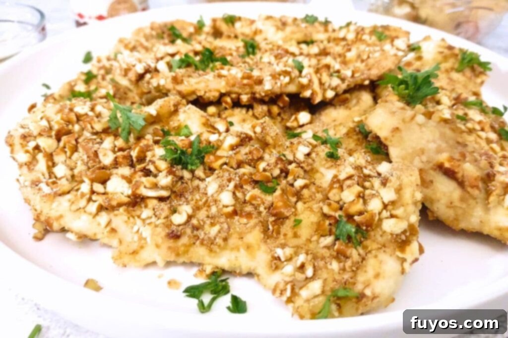 plate full of pretzel crusted chicken
