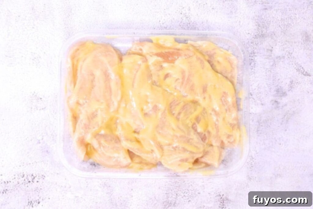 coat chicken cutlets in honey mustard sauce