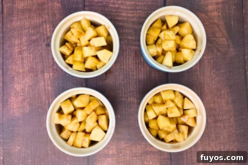 Easy Air Fryer Apple Cobbler Recipe Sweet Autumn Delight 7 divide apple mixture evenly across your ramekins