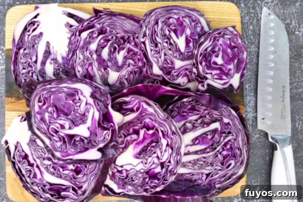 Vibrant Air Fryer Red Cabbage with a Perfect Crunch 5 cut red cabbage into half inch thick slices