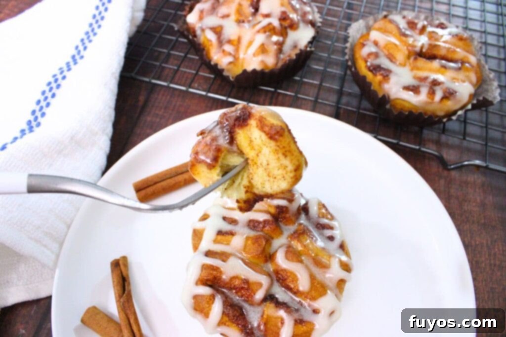 Air Fryer Cinnabon Mini Bites: Fast, Sweet, Pure Indulgence 3 forkful of warm and delicious cinnabon mini bite