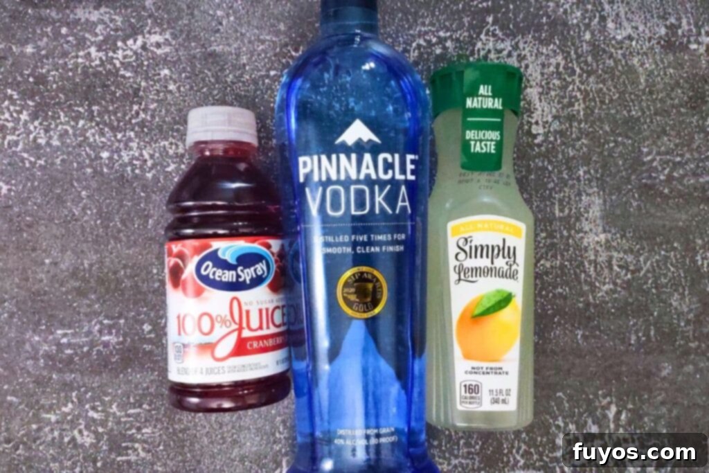 Quick 3 Ingredient Cranberry Lemon Vodka Refresher 4 ingredients to make vodka cranberry lemonade