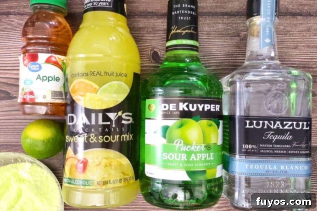 Sweet and Tart Green Apple Margarita Bliss 4 ingredients to make sour green apple margaritas