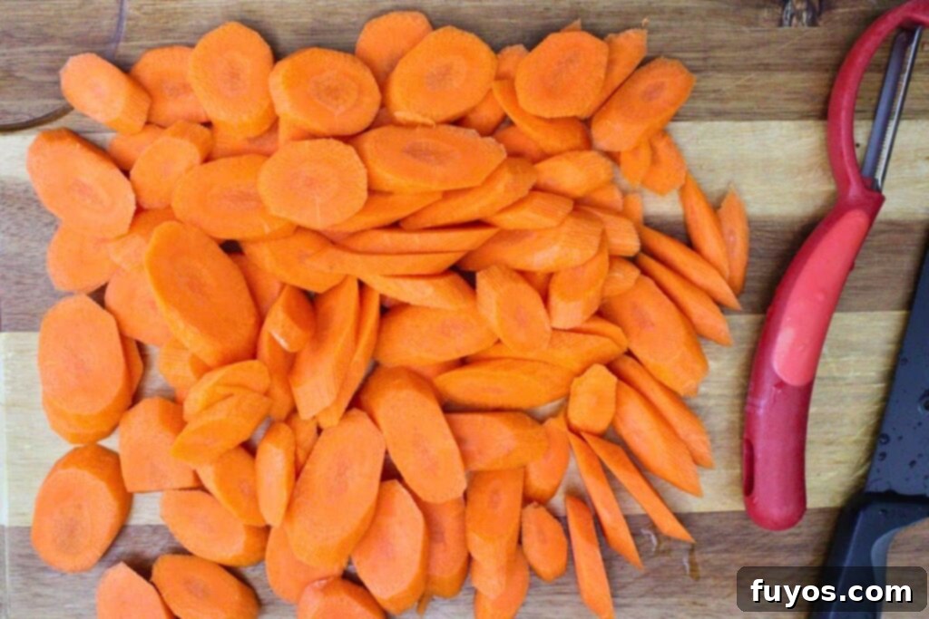 Delicious Air Fryer Brown Sugar Carrots Done in Ten Minutes 5 peel and cut carrots into diagonal slices