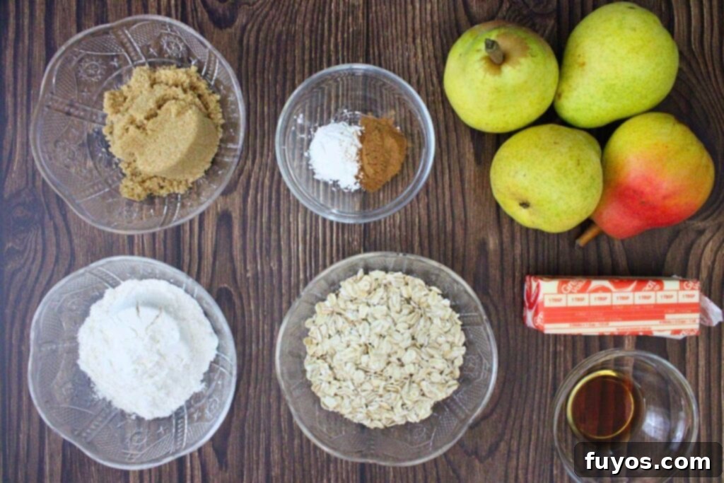 20-Minute Air Fryer Pear Crisp for Fall 4 ingredients to make pear crisp in the air fryer