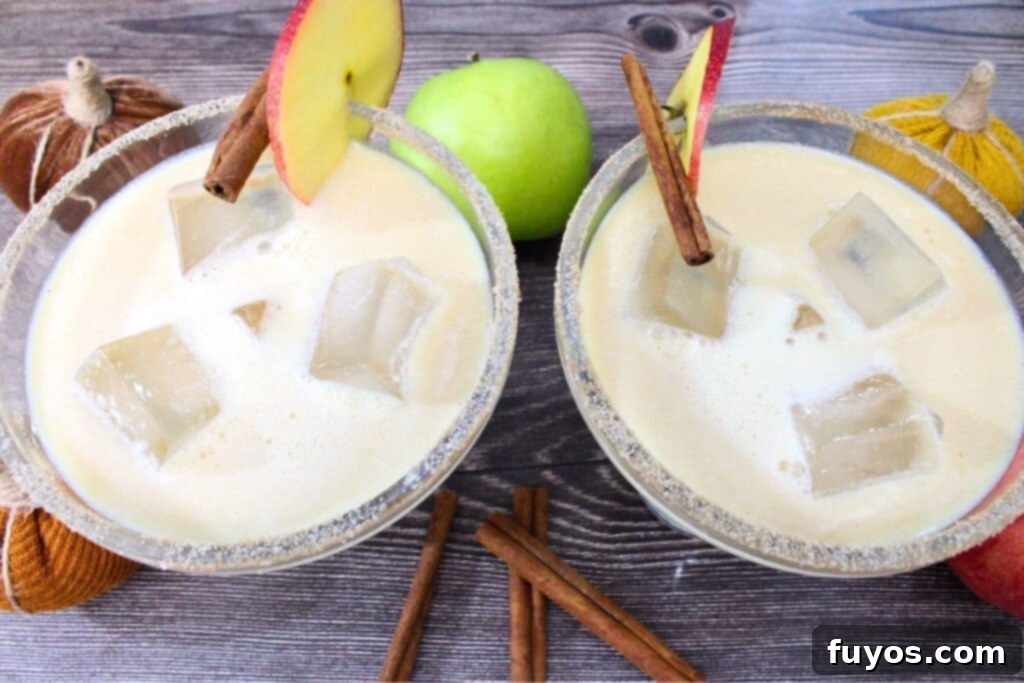 Easy Autumn Caramel Apple Cider Margaritas in 5 Minutes 3 two glasses of caramel apple cider margaritas with slices of fresh apple and cinnamon sticks