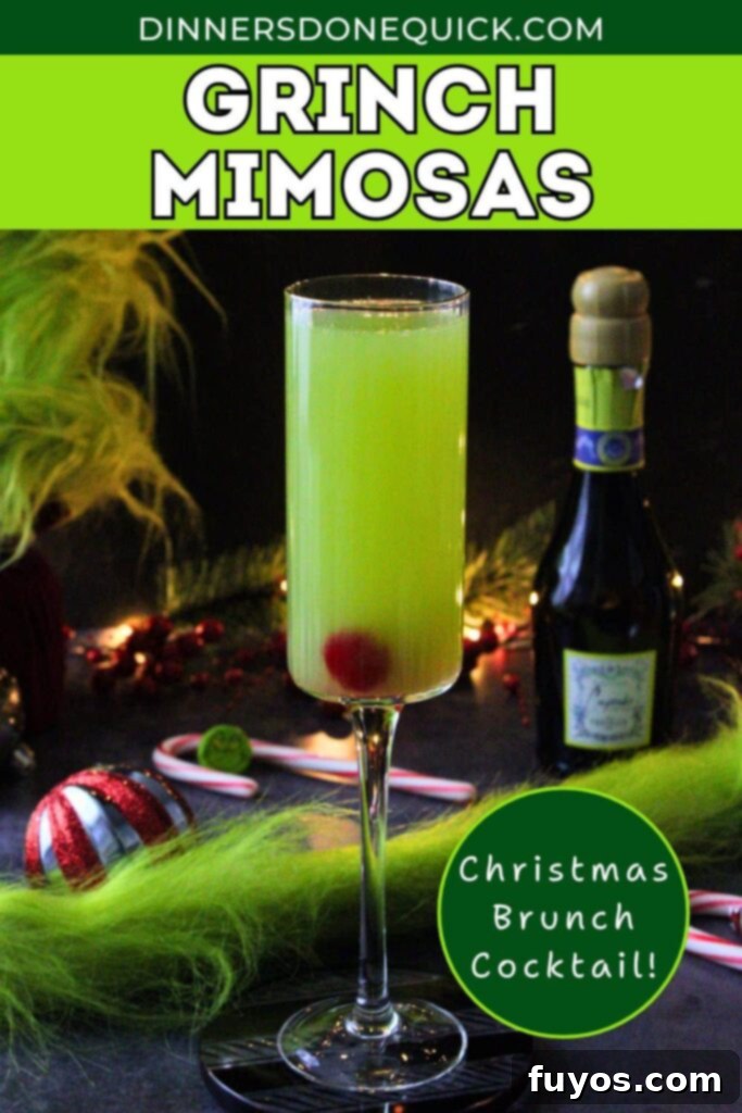Three Ingredient Grinch Whoville Mimosas 11 grinch mimosas holiday cocktail recipe dinners done quick pinterest