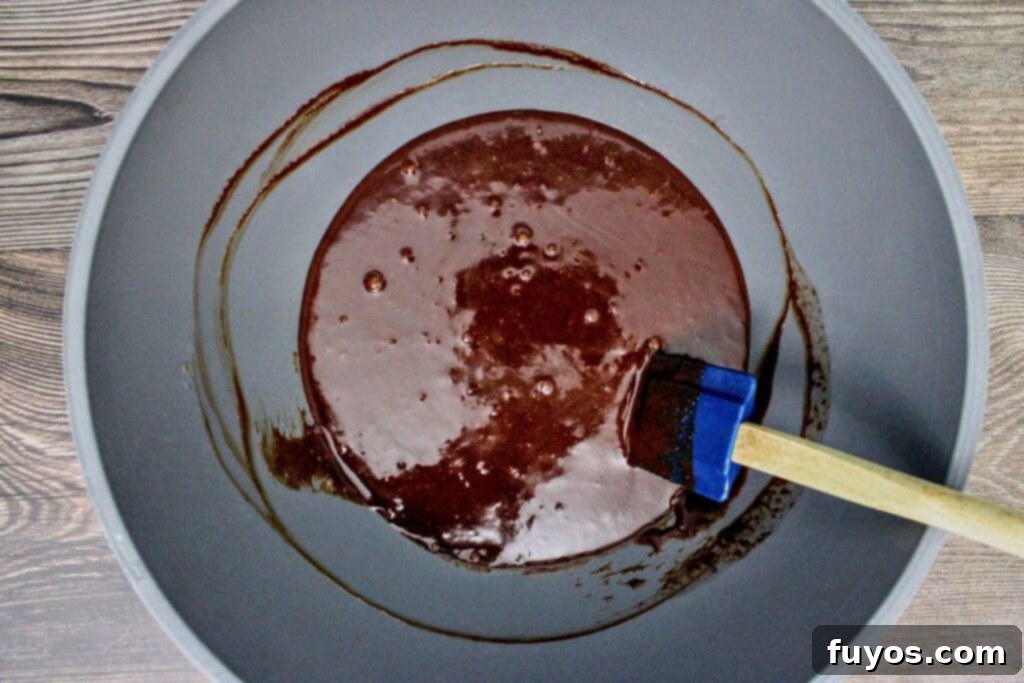 beat eggs and add them to the wine chocolate mix