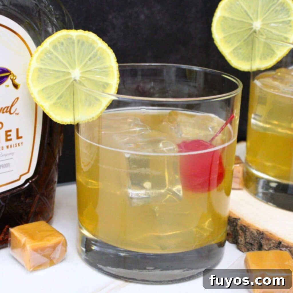 Salted Caramel Whiskey Sour cocktail, a delightful winter drink with rich flavors