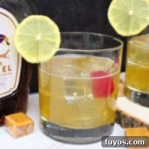 Salted Caramel Whiskey Sour cocktail, easy 3 ingredient recipe