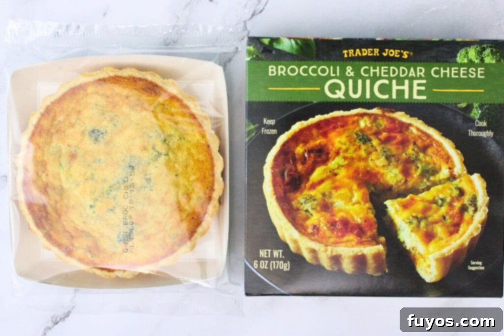Trader Joe's Frozen Quiche Air Fryer Perfection 4 trader joes frozen quiche next to box