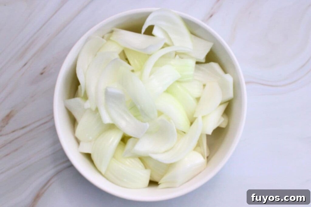 peel and slice onions into inch slices