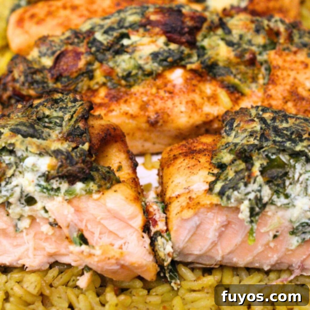 Delicious air fryer spinach stuffed salmon recipe, perfect for quick dinners and entertaining