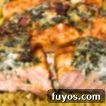 Air fryer spinach stuffed salmon recipe, perfect for sharing on Pinterest