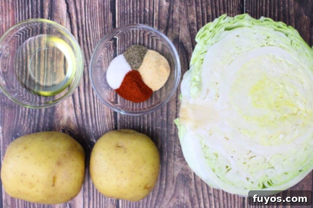 Simple Air Fryer Cabbage and Potatoes 4 ingredients to make cabbage and potatoes in the air fryer