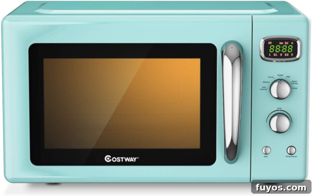 Retro Microwaves: Vintage Style Meets Modern Efficiency 8 Costway 0.9 Cu.ft Retro Countertop Compact Microwave Oven
