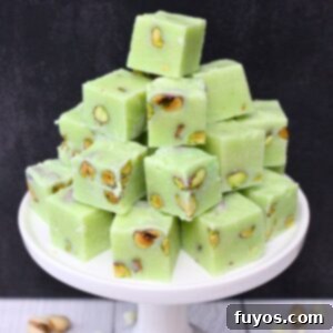 4 Ingredient Microwave Pistachio Fudge Delight 10 pistachio fudge recipe dinners done quick featured image, a square of green fudge with pistachios