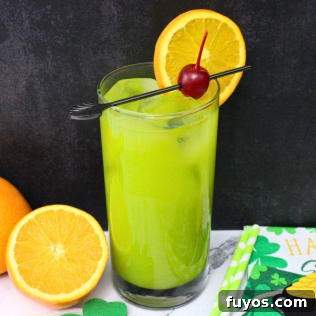 St. Paddy's Drunken Leprechaun Irish Screwdriver 2 Drunken Leprechaun cocktail recipe, a green Irish Screwdriver with Jameson for St Patrick's Day