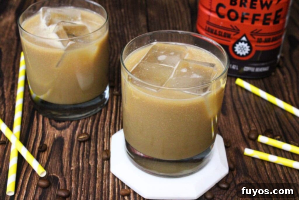long island iced coffee drinks in front of cold brew bottle
