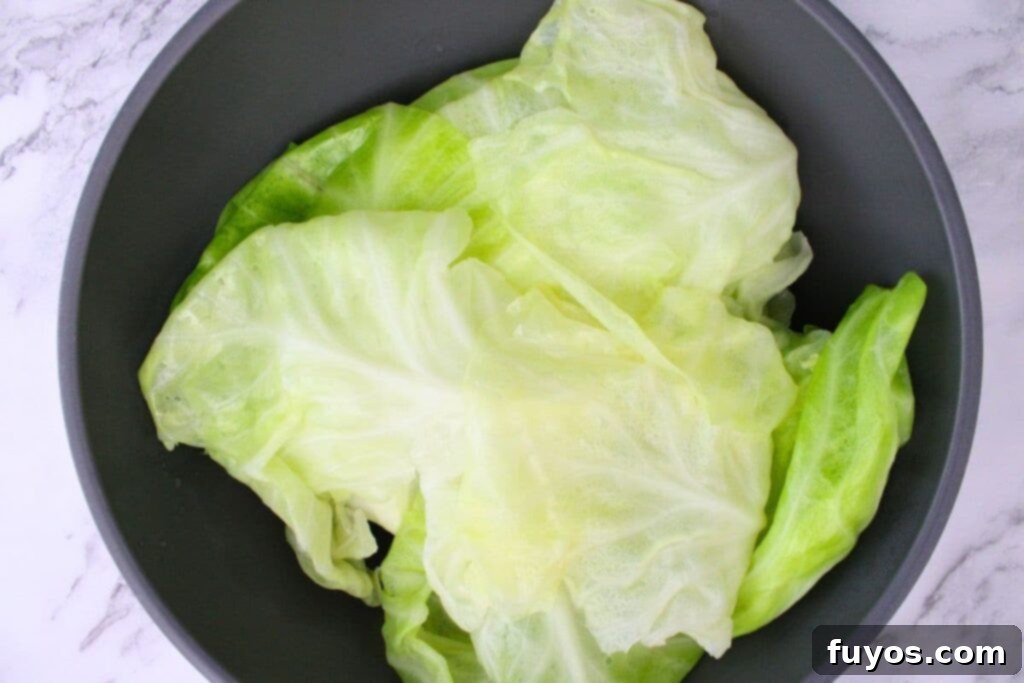 Savory Air Fryer Cabbage Rolls with Sausage and Rice 5 blanch cabbage leaves until they are pliable