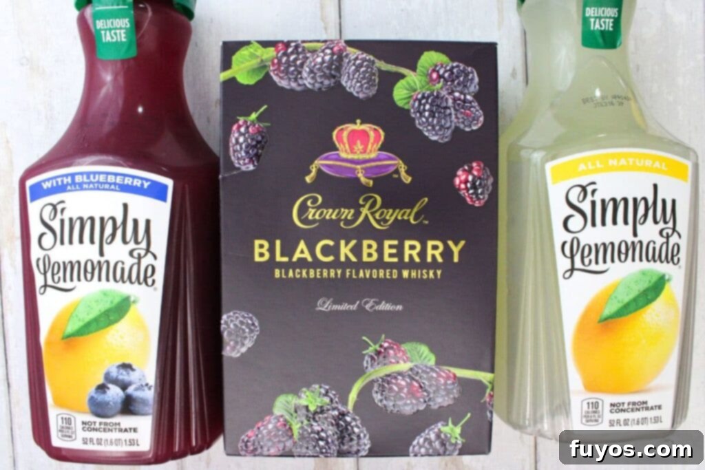 Crown Jewel Blackberry Lemonade: Two-Ingredient Elixir 4 ingredients to make crown royal blackberry lemonade