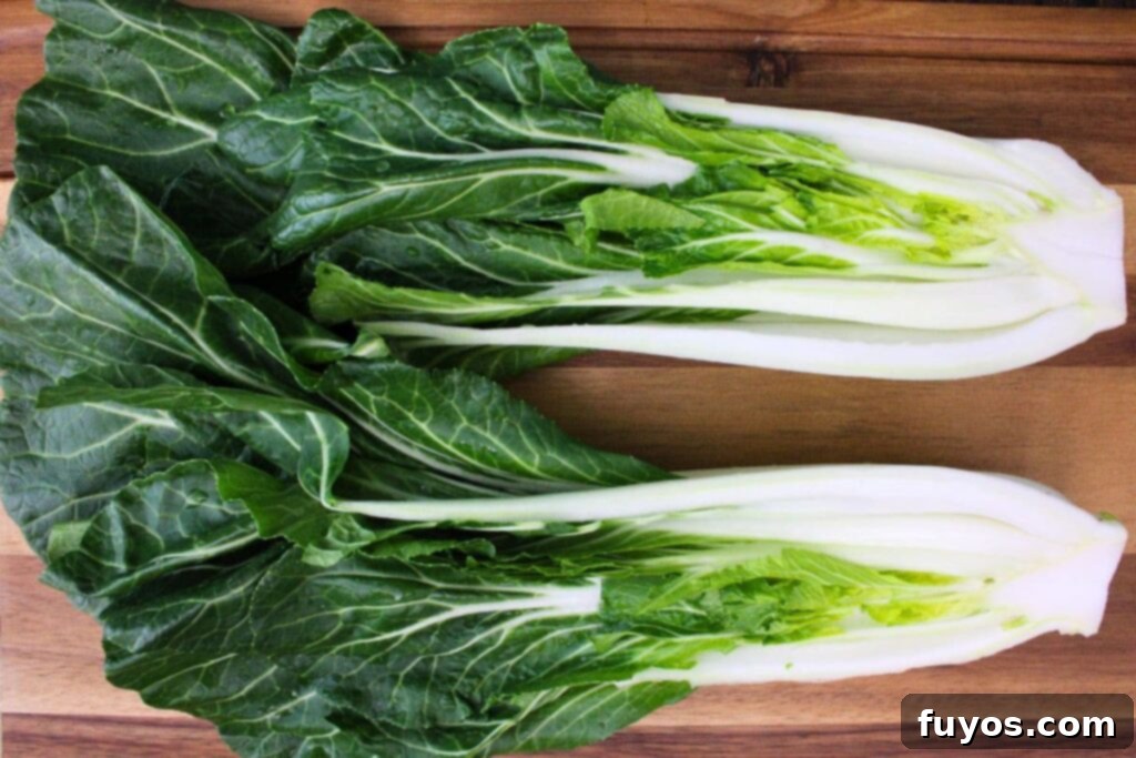 rinse bok choy well and cut into quarters