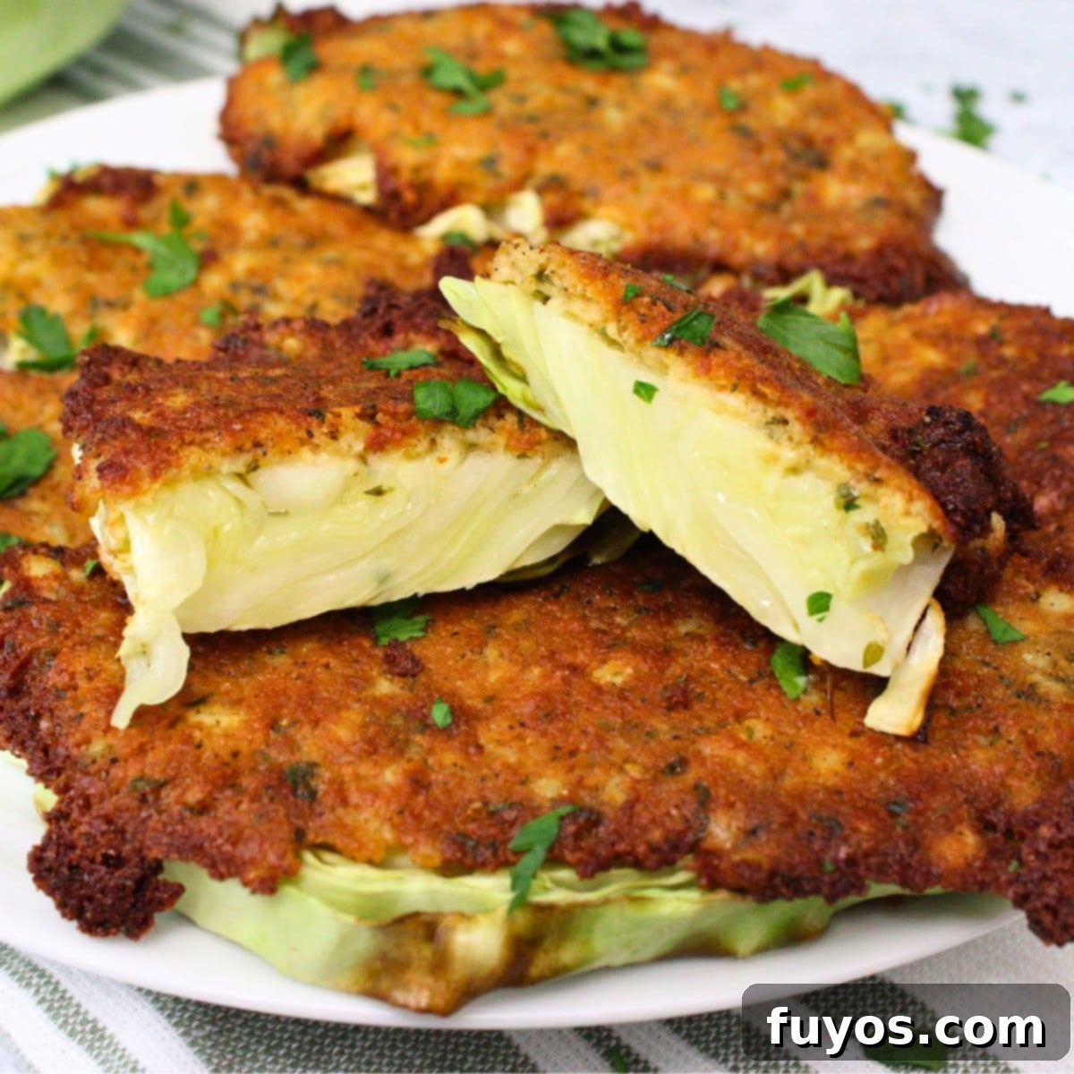Parmesan crusted cabbage slices in the air fryer, a crispy vegetarian side