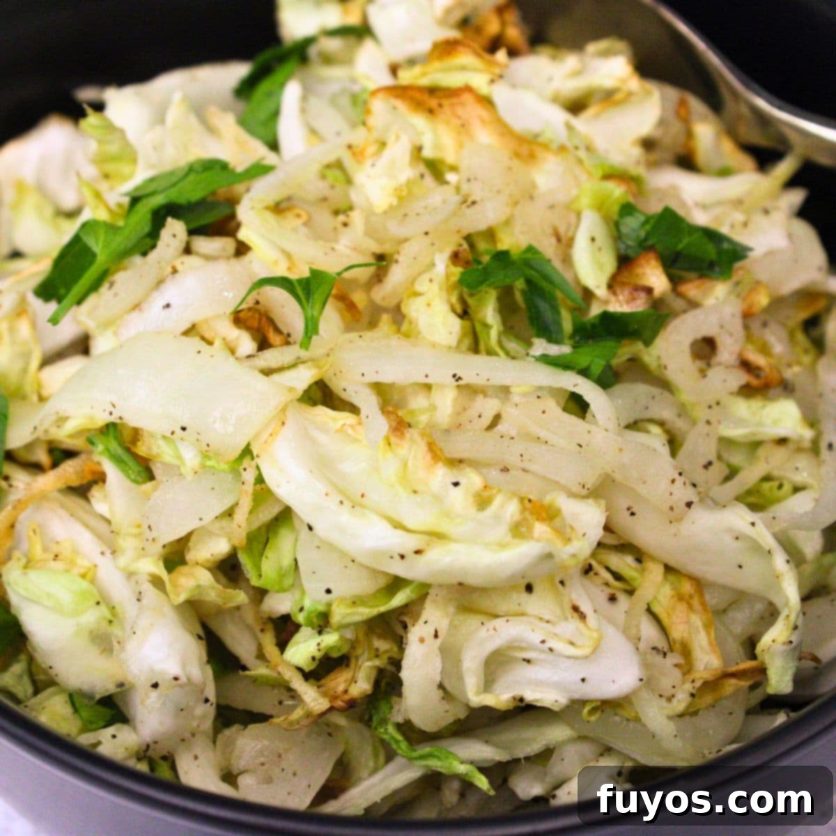 Air fryer cabbage and onions recipe with caramelized texture