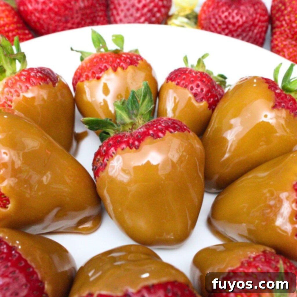 Two Ingredient Caramel Strawberry Delight 2 caramel candied strawberries recipe dinners done quick featured image