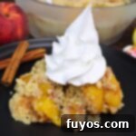 Easy Microwave Peach Cobbler: A quick dessert with canned peaches and Bisquick, ready for sharing.