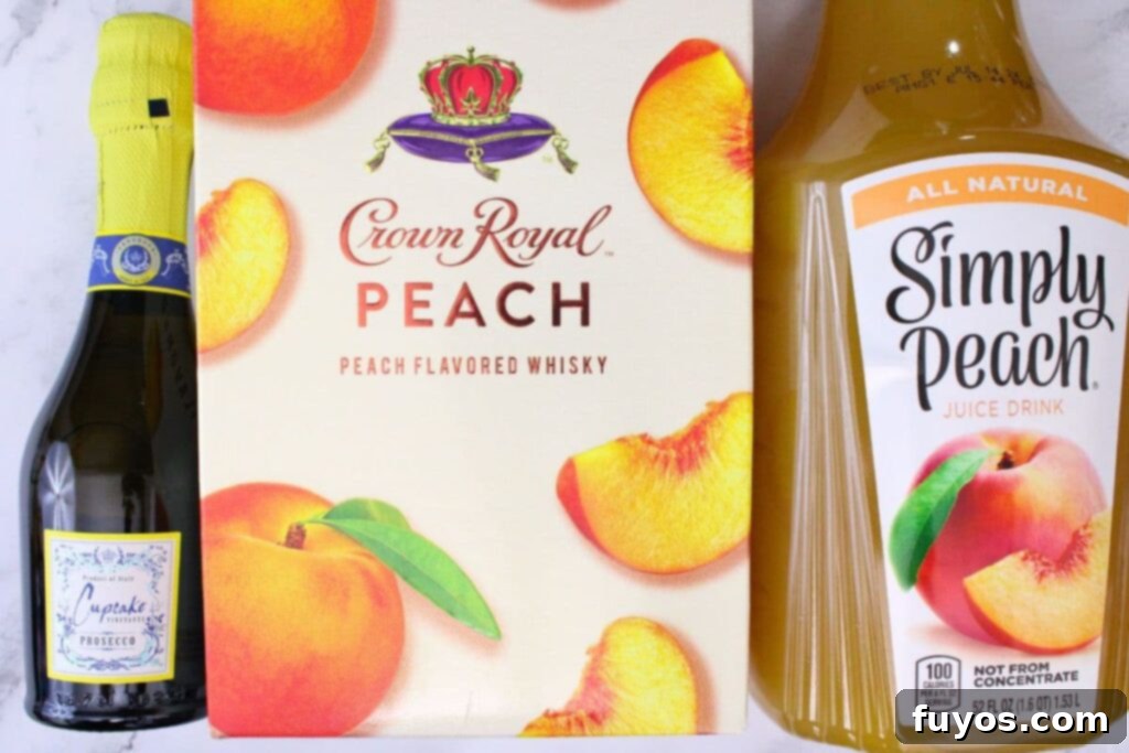 ingredients to make crown peach mimosa