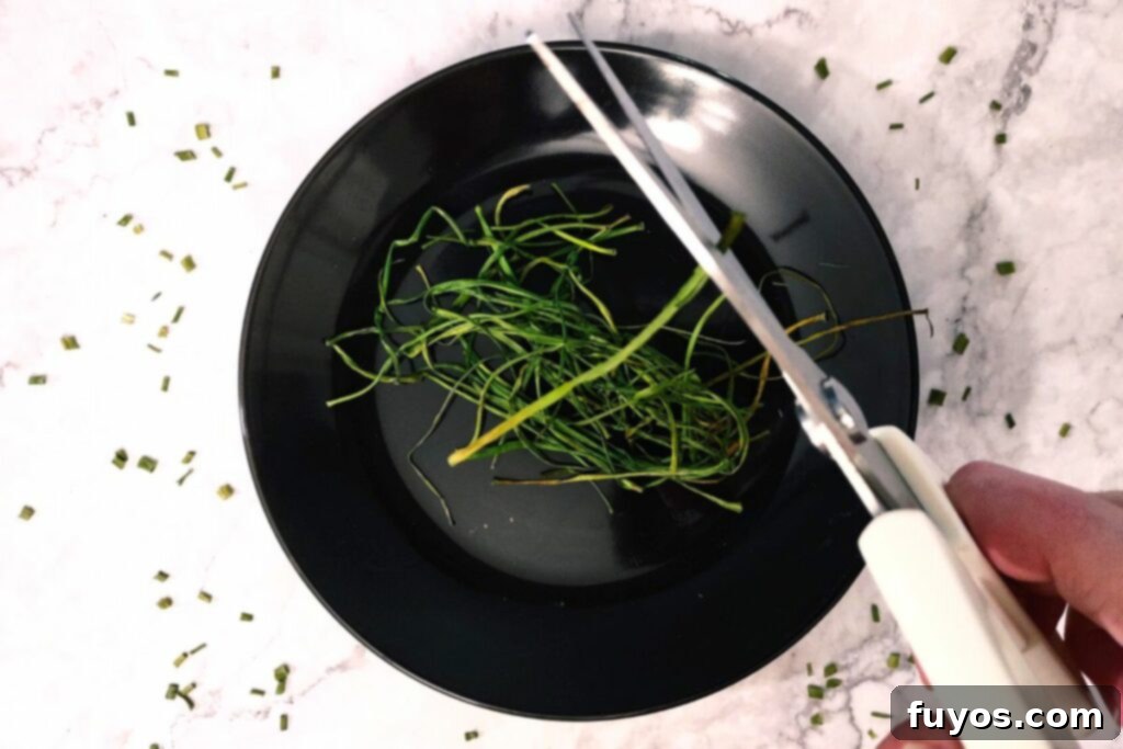Effortless Air Fryer Chive Preservation 7 cut dehydrated chives to desired length with scissors