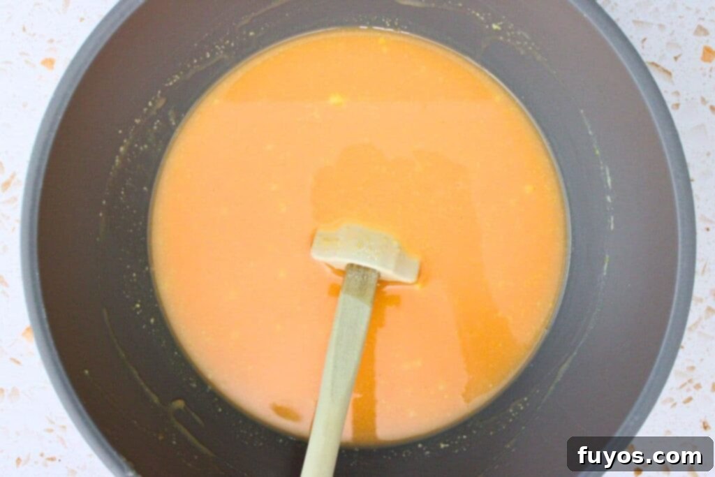 Effortless Peach Pudding in Minutes 8 slowly drizzle gelatin liquid into the pudding mix and stir constantly