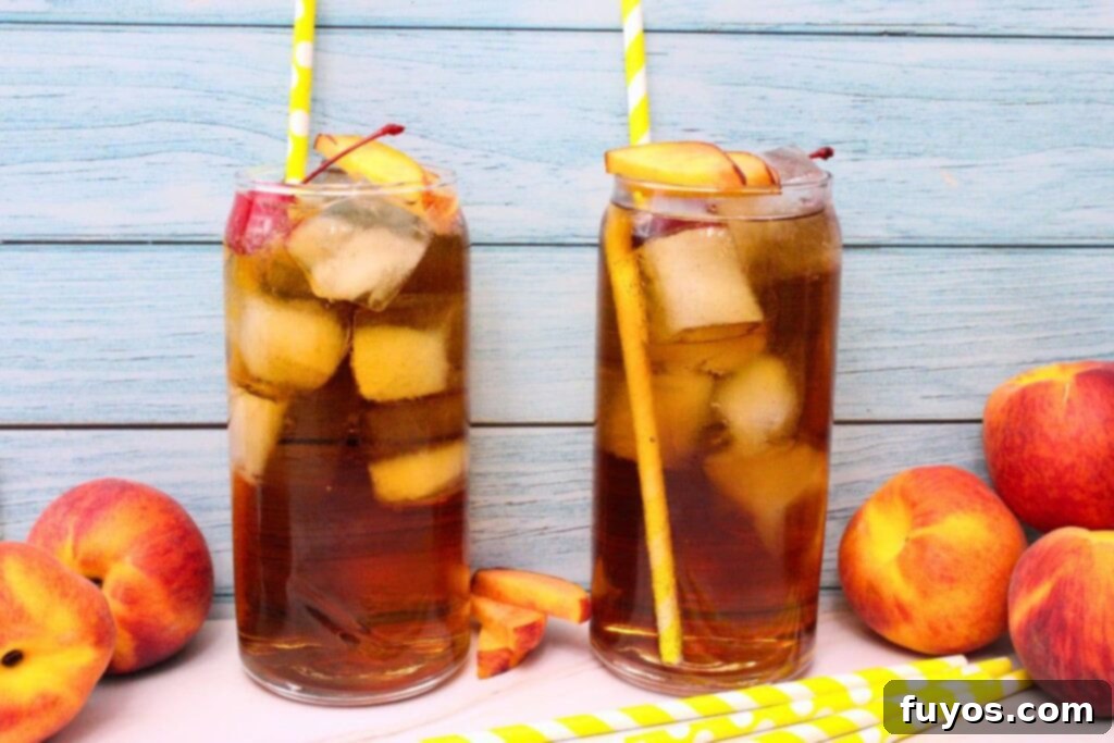 two crown peach and cream soda drinks against a light wood background