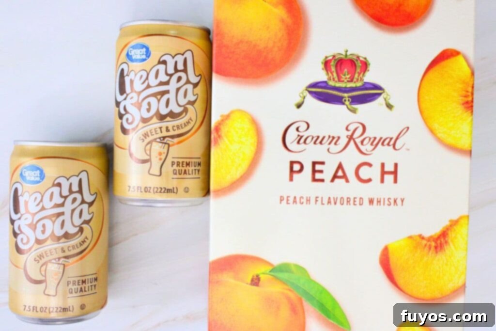 ingredients to make crown royal peach and cream soda