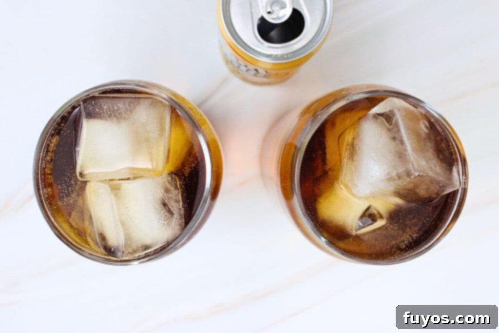 pour cream soda over peach whiskey