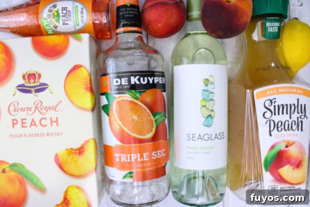 ingredients to make crown royal peach sangria