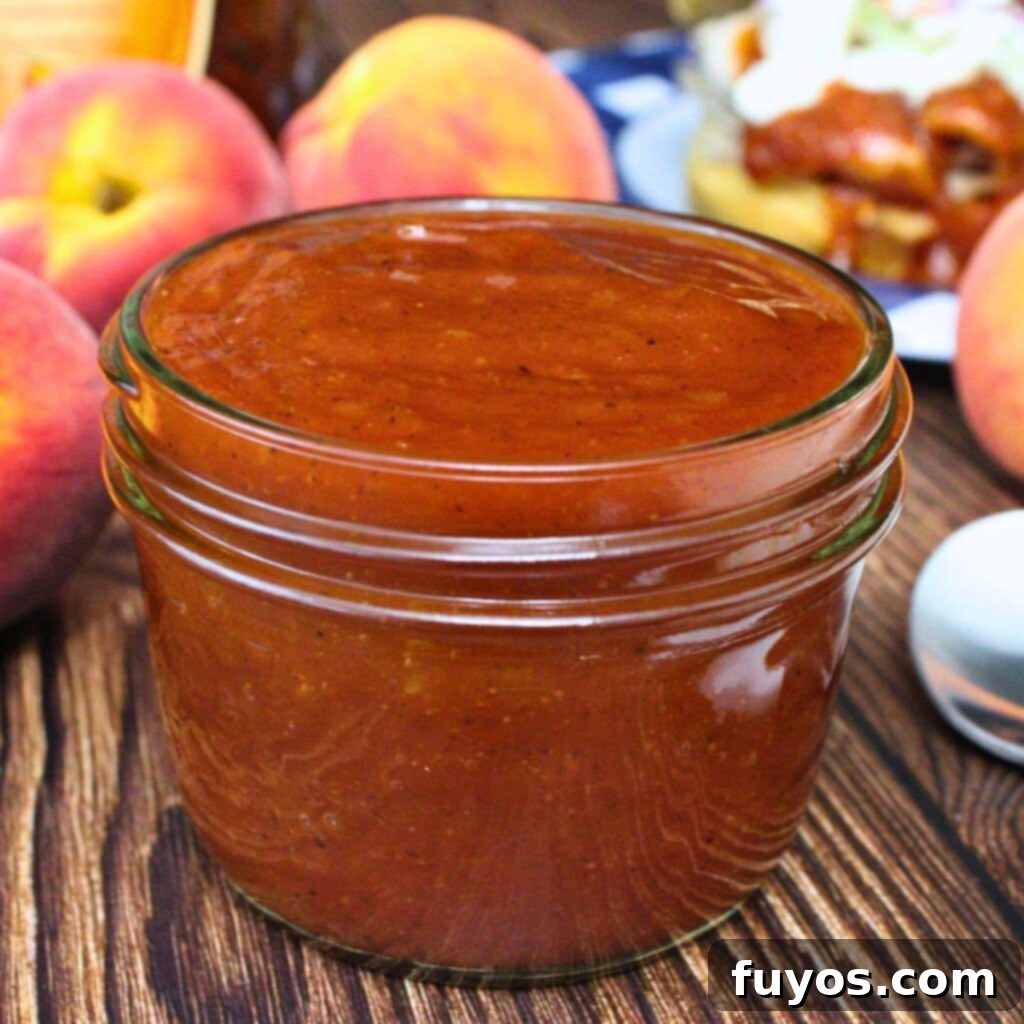 Whiskey Peach BBQ Sauce Homemade Microwave Ready 2 whiskey peach bbq sauce microwave recipe dinners done quick featured image