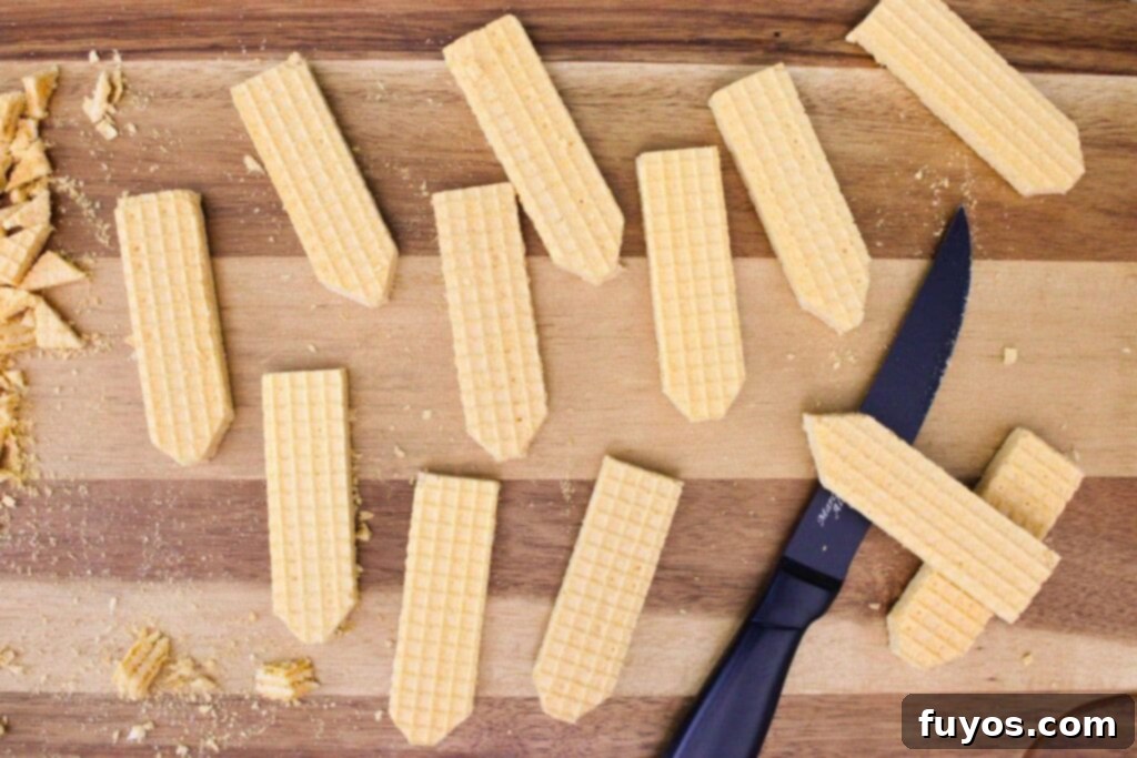 Pencil Wafer Cookies Perfect for Back to School Fun 5 cut one end of each wafer cookie at an angle on both sides