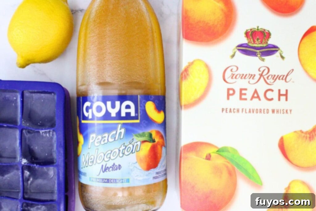 ingredients to make crown royal peach daiquiri