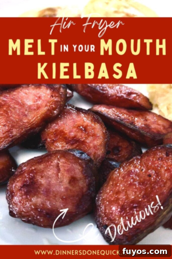 Air fryer kielbasa recipe, perfect for Pinterest