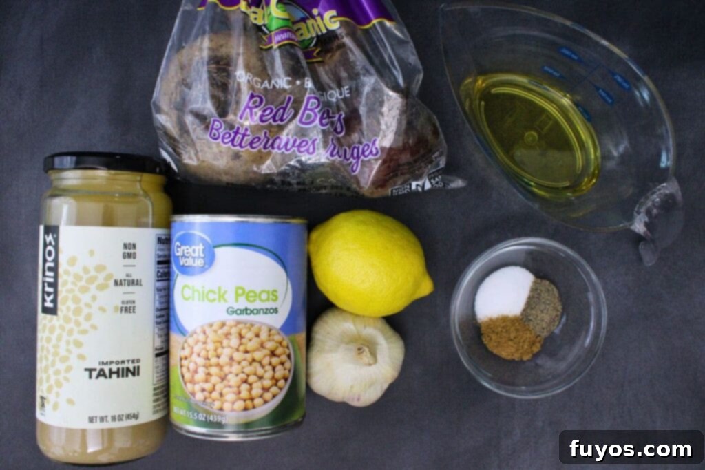 Air Fryer Roasted Beet Hummus 4 ingredients to make roasted beet hummus