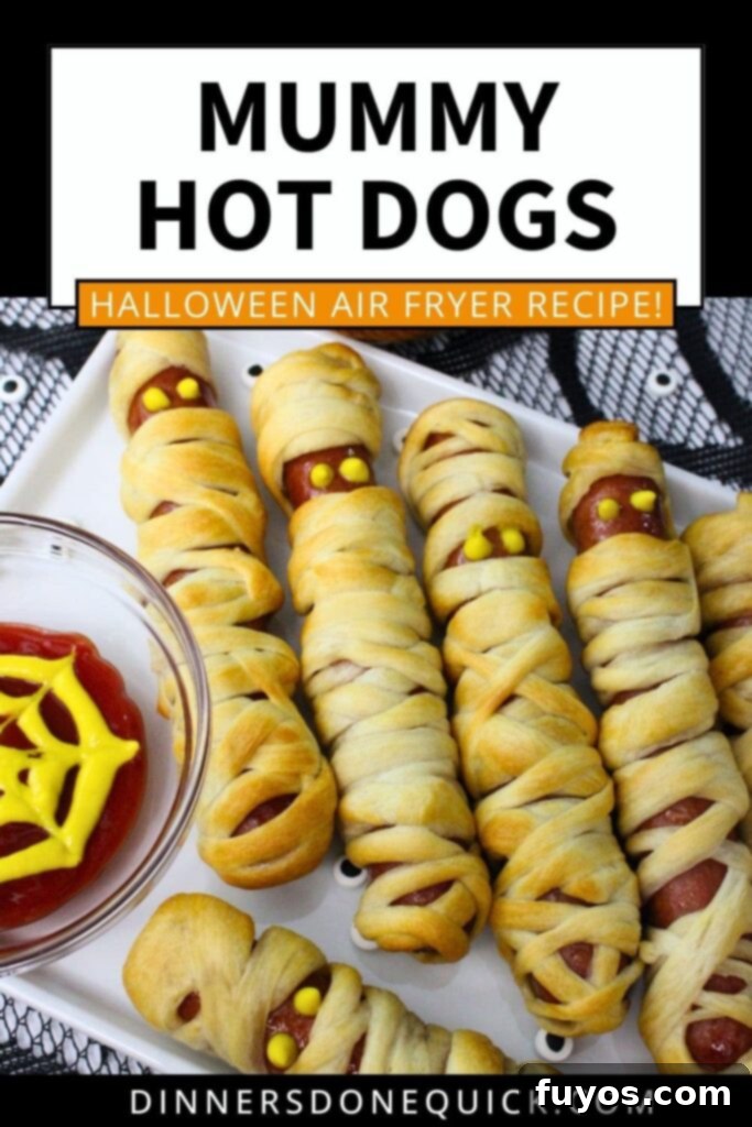 Air Fryer Mummy Dogs Your Easy Halloween Fun 12 air fryer mummy hot dogs recipe dinners done quick pinterest