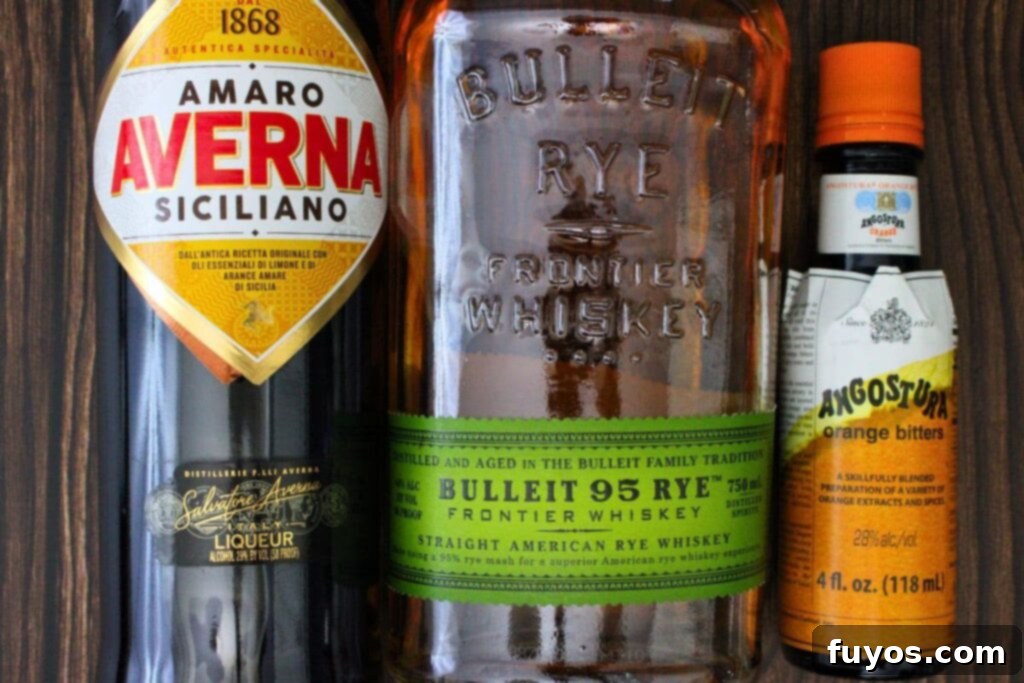 ingredients to make black manhattan cocktail