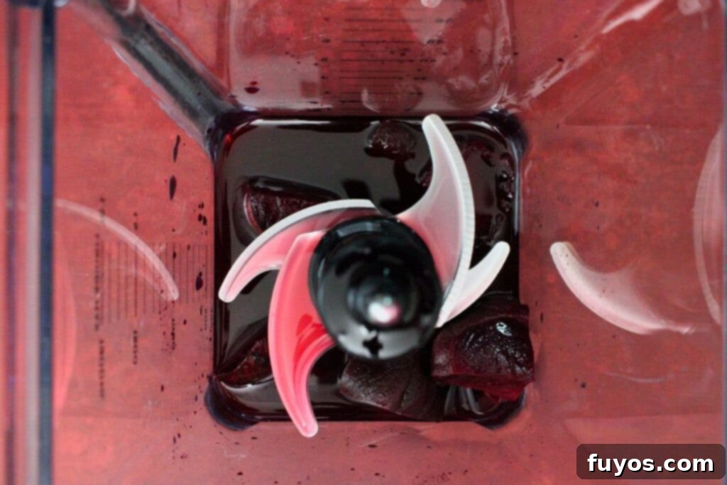 Easy Three Ingredient Beetroot Pomegranate Lemonade 5 cut roasted beet into chunks and add to blender