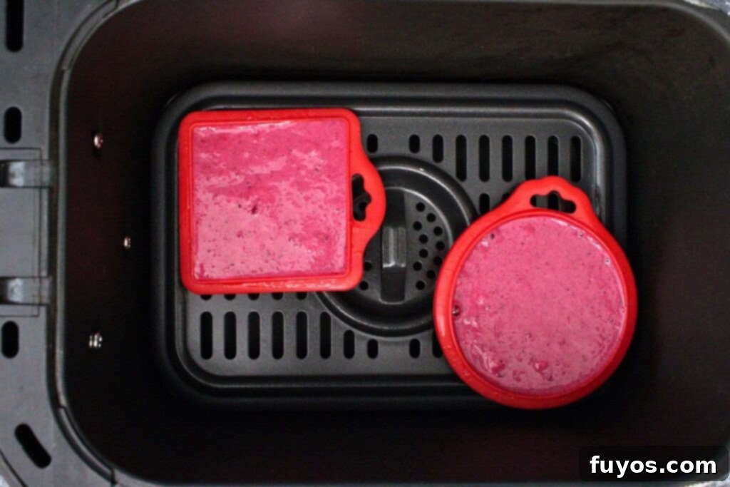 Roasted Beet Waffles An Air Fryer Breakfast Delight 7 place filled beetroot waffle molds in air fryer basket