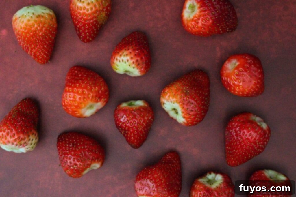 remove stems from strawberries